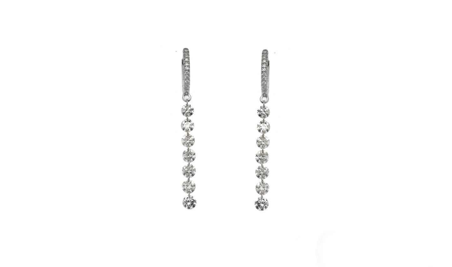 1.25ct Rose-cut Pierced Diamonds Drop Earrings