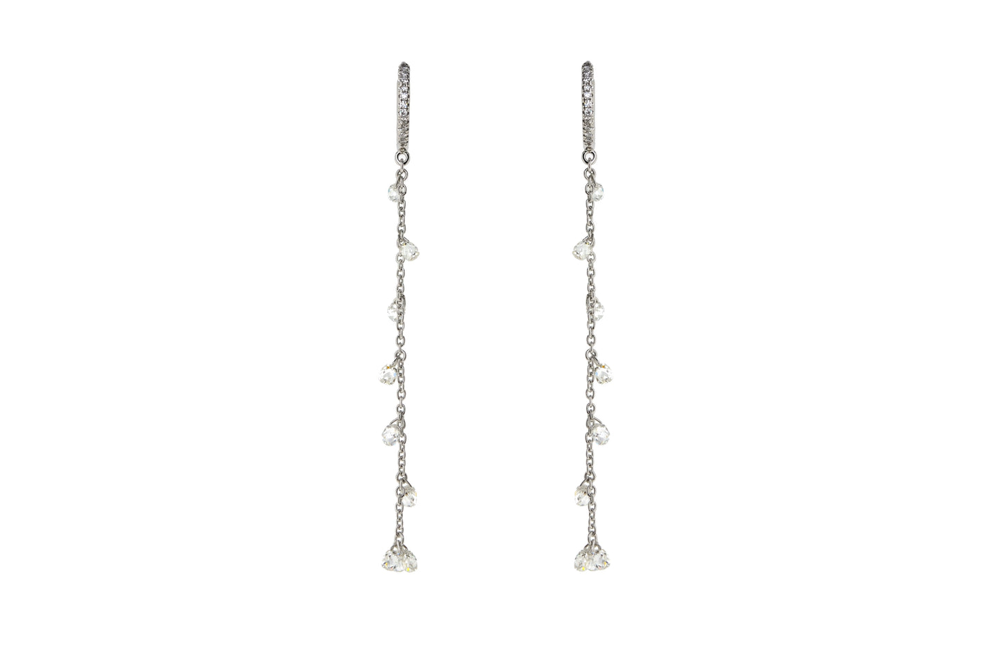 1.74ct Briolette Pierced Diamond Drop Earrings