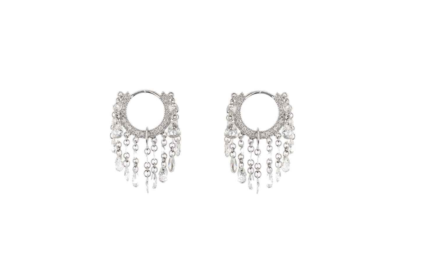 3.07ct  Pear Shape Pierced Diamonds Hoop Earrings