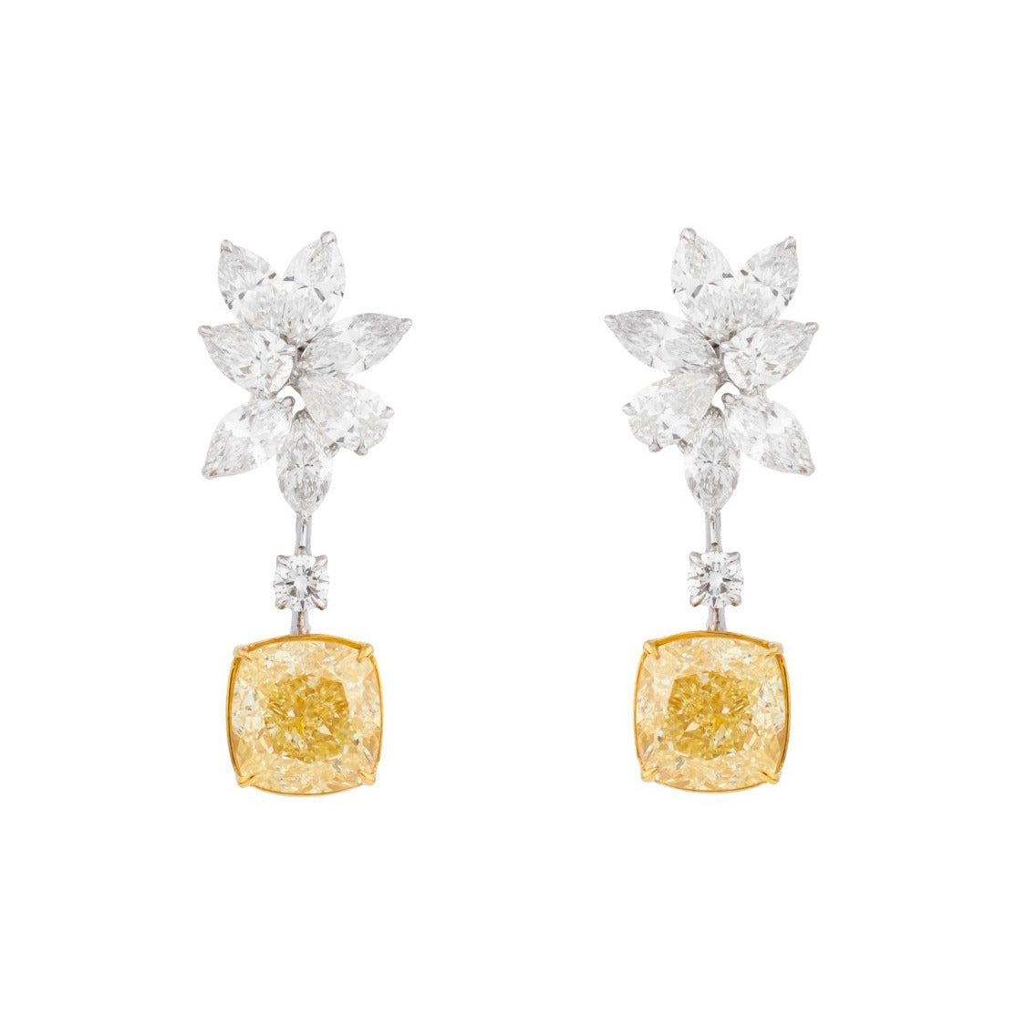 White & Yellow Gold Drop Earrings