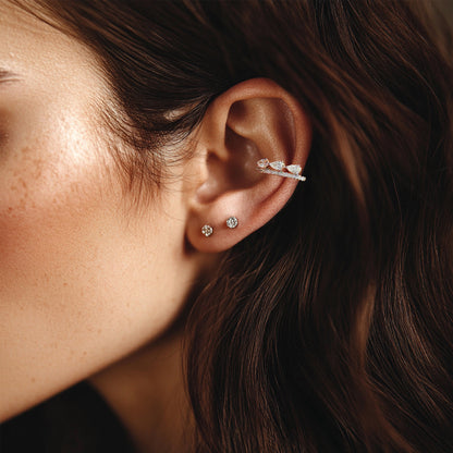 Pear Diamonds Double Ear Cuff