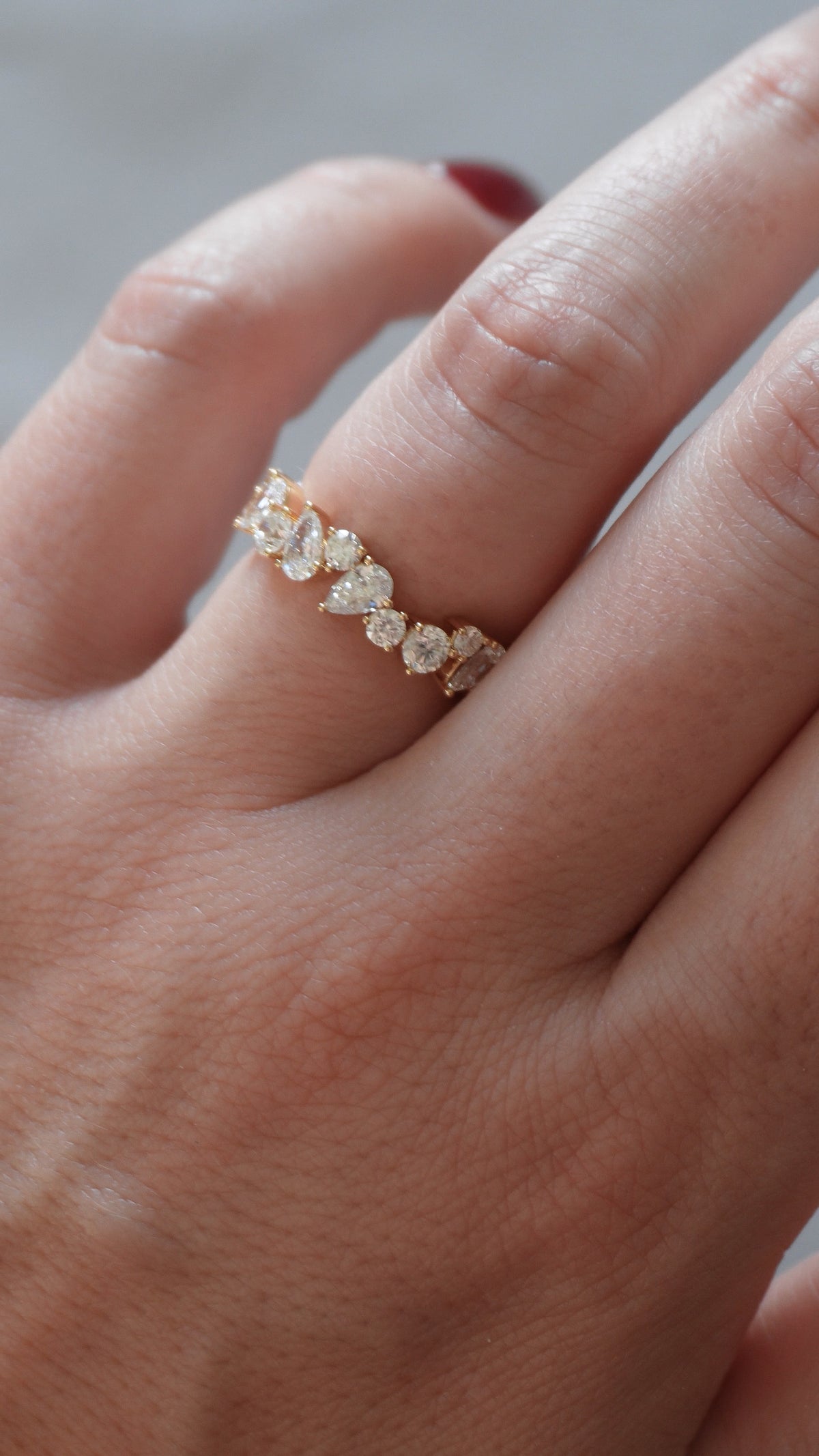 Pear and Round Brilliant Diamond Eternity Ring